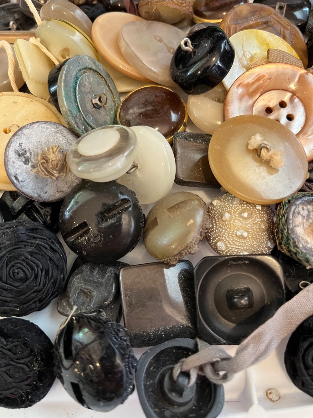 Assorted Vintage Black, Brown, Cream and Tan Decorative Buttons - fiber crafts - Picture 3 of 7